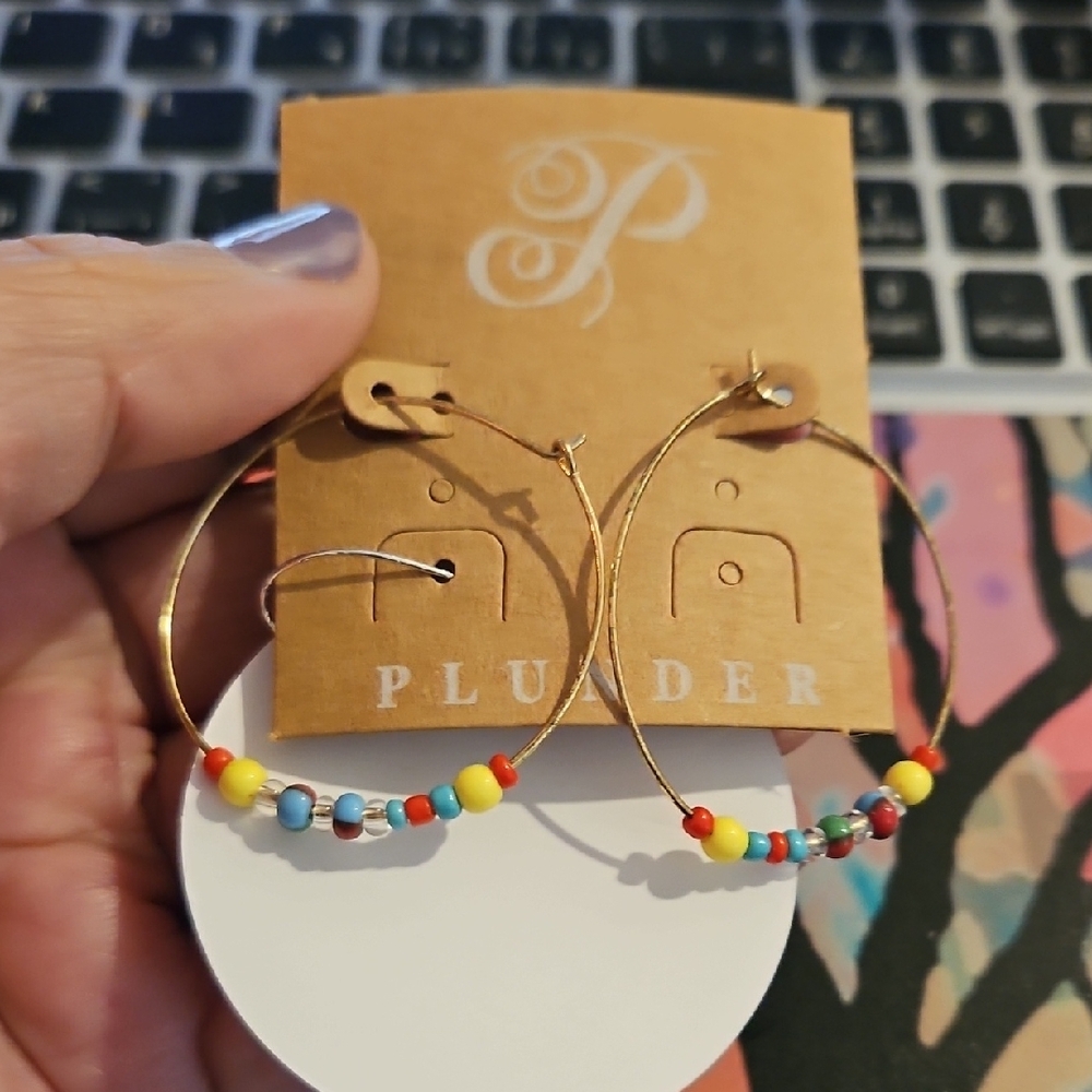 Plunder Multicolor Beaded Hoop Earrings